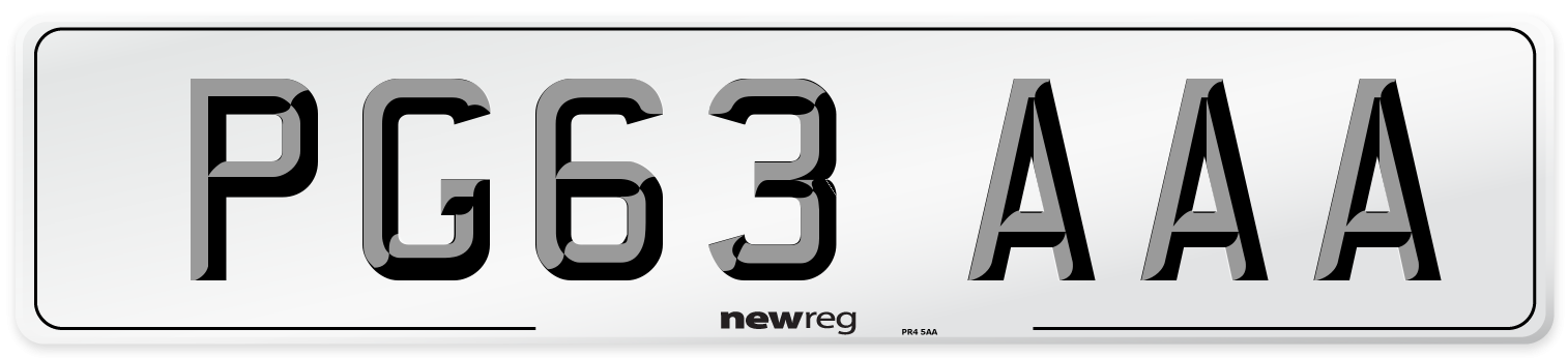 PG63 AAA Number Plate from New Reg